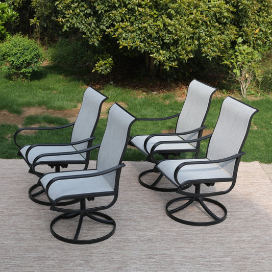 Summit Living 4 Pieces Patio Dinging Chairs, Swivel Outdoor Chairs, Light Gray