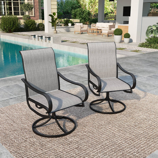 Summit Living 2 Pieces Patio Dinging Chairs, Swivel Outdoor Chairs, Light Gray