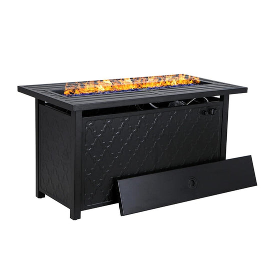 MF Studio 45 50000BUT Propane Fire Pit Table with Lid Black