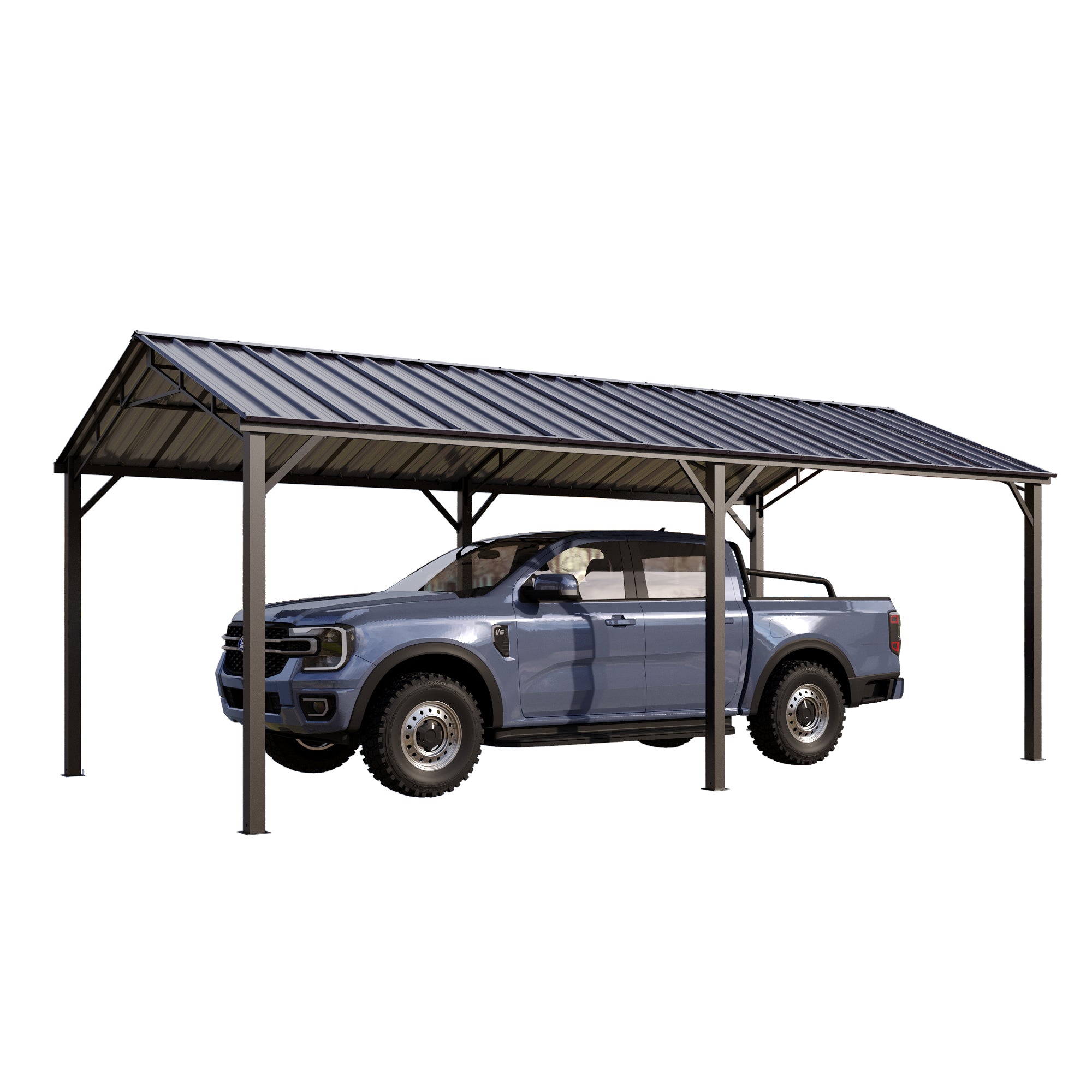 Summit Living 10 x 20 ft Carport with Galvanized Boxed Eave Vertical R summitlivin