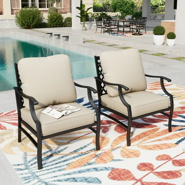 Summit Living Patio Furniture Conversation Set, 2 Outdoor Padded Sofa Chairs