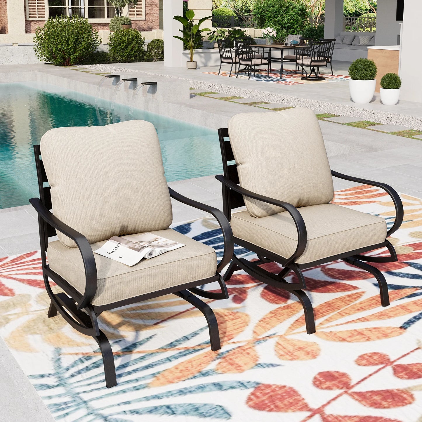 Summit Living Patio Furniture Conversation Set, 2 Outdoor Padded Sofa Chairs