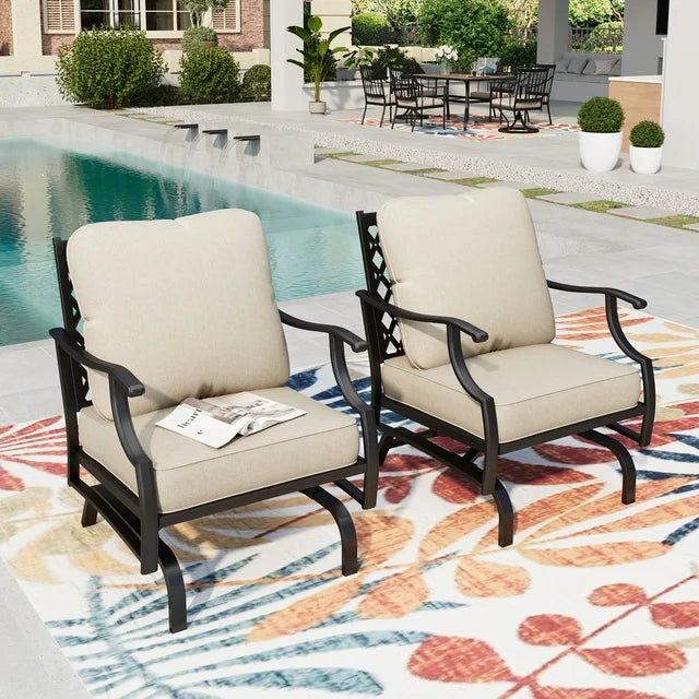 Summit Living Patio Furniture Conversation Set, 2 Outdoor Padded Sofa Chairs