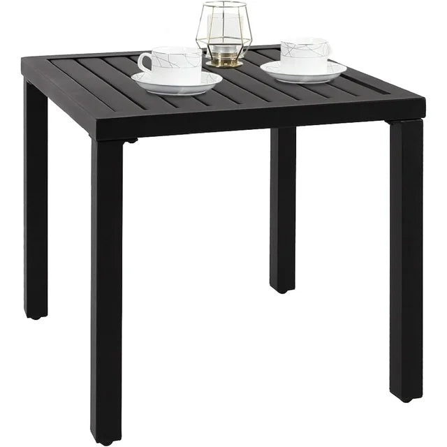 MF Studio Outdoor Metal Square Side Table, Patio Coffee Bistro End Table, Black