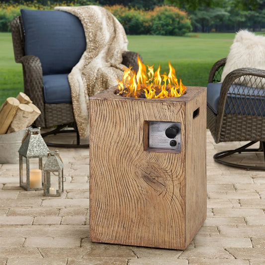 MF Studio Patio Propane Gas Fire Pit with Wood Texture&CSA Certificated 30,000 BTU