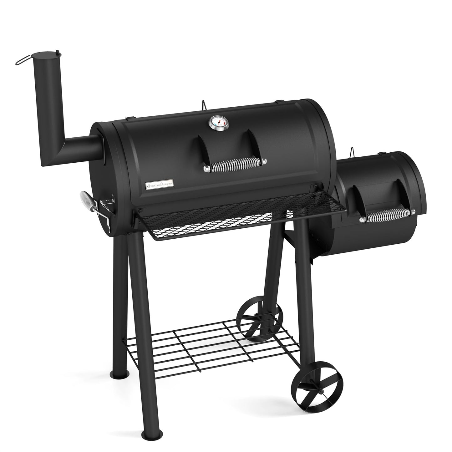 Summit Living 28 Inch Charcoal Grill with Offset Smoker Black