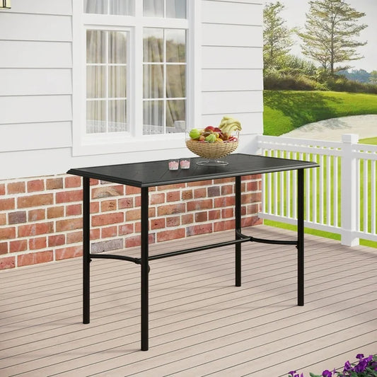 Summit Living Outdoor Metal Bar Table,Counter Height Table for Patio,Suitable for 4-6 People,Black