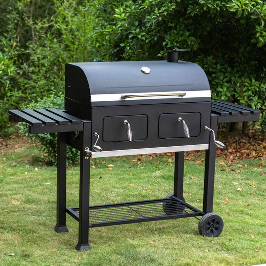 Summit Living 34 Inch Charcoal Grill Extra Large Portable BBQ  Grill Black