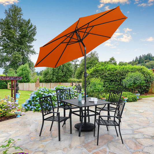 MF Studio 9 ft Patio Umbrella with 8 Sturdy Ribs with Push Button Tilt Orange