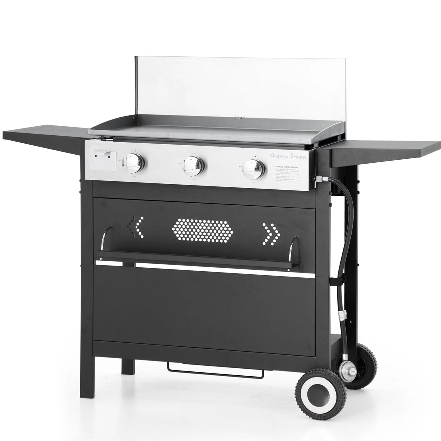 Summit Living Outdoor Griddle and Gas Grill with 3-Burners Black